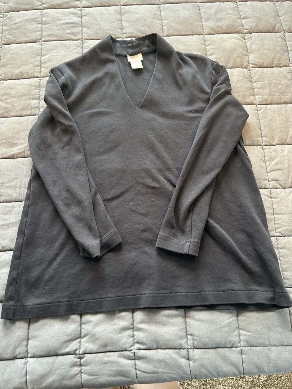 Chico's Pima Cotton V-Neck Long Sleeve Tunic Top